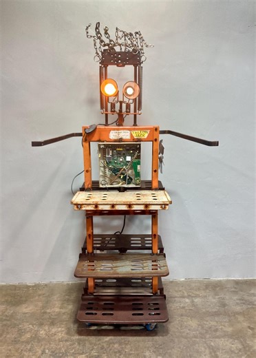 Yellow Jack Robot - Reclaimed Vintage Industrial Sculpture and Display Unit - Etsy Australia