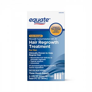 Equate Men's 5% Minoxidil Topical Solution USP for Hair Regrowth, Unscented, 3 Month Supply, 2 fl oz (3 Count), Compare to Men's Rogaine® Extra Strength Active Ingredient