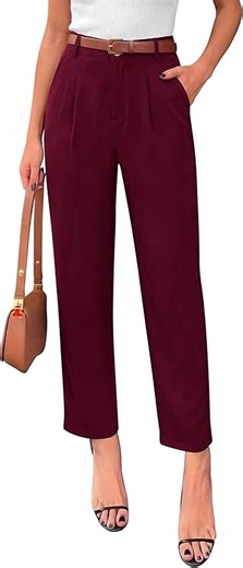 PRETTYGARDEN Womens Dress Pants Summer Work Clothes Tapered High Waisted Trousers Slacks Pockets Business Casual Outfits