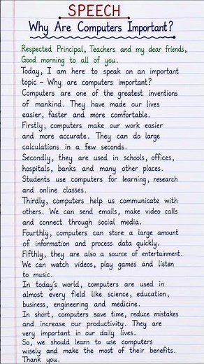Speech on Why Are Computers Important? | Easy English Speech