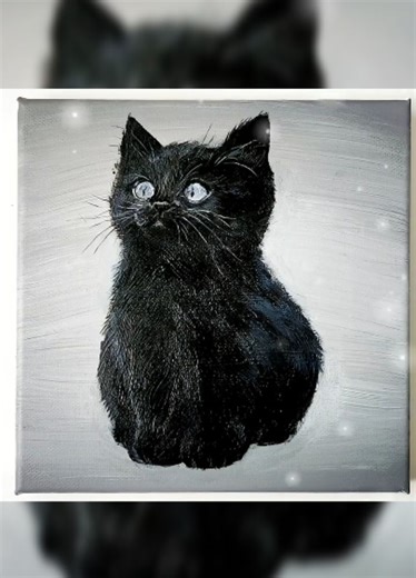 Easy Black Cat Portrait Painting for Absolute Beginners 😺 #blackcat #acrylicart #catpainting #relaxingart #aestheticpainting #easyacrylic #paintwithme #viralreelsシ #explorepage | Jay Lee Paintings