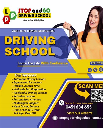 🚗 Learn to Drive with Confidence – The Safe, Friendly, and Affordable Way! 🛑 At Stop and Go Driving School, we’re proud to help learners of all ages become safe, confident, and skilled drivers. Whether you’re just starting out or looking to refresh your driving skills, we’re here to guide you every step of the way. 🔑 What We Offer: ✅ Automatic driving lessons ✅ Nervous learner support ✅ Test preparation at Morwell VicRoads ✅ Specialised parking lessons – reverse parking, parallel parking & 3-