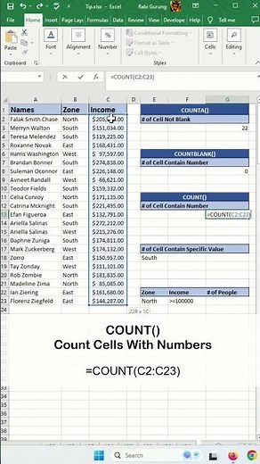 How to Count Cells in Microsoft Excel (COUNT, COUNTA, COUNTIF, COUNTIFS Functions)-Excel Tips&Tricks