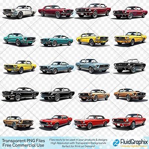 Ford Mustang PNG Clipart: First Generation Muscle Car Graphics (21 Files) (digital Download - Etsy