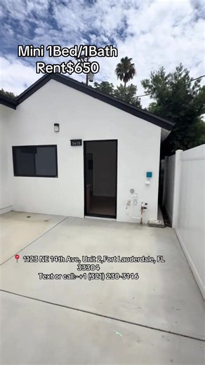 ✨ Luxury Mini 1-Bedroom Apartment in Fort Lauderdale, FL! 🏡🌴 Looking for a stylish, cozy, and luxurious space to call home? 😍 This beautiful mini 1-bedroom apartment offers a comfortable living experience with a modern touch, perfect for anyone seeking comfort, convenience, and affordability in Fort Lauderdale! ✨🔑 📍 Location: Fort Lauderdale, Florida 🏡 Apartment: Luxury Mini 1-Bedroom 📞 Contact: 1 (321) 230-3146 📲 Interested? Call or text today for more information and availability! Your