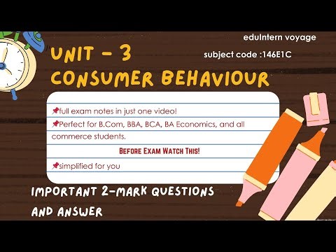 Consumer Behavior (Unit 3) | BCom Sem 1| Full Explanation | Business Economics | 146E1C