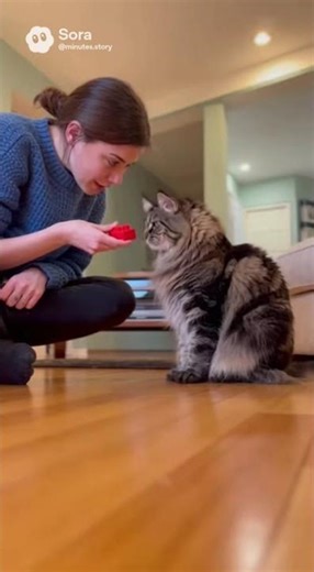 Training Genius: Maine Coon Thinks Toy Block Is Food! #cattricks #bigcat