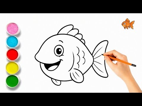 Cute Rainbow Fish Drawing, Painting & Coloring For Kids and Toddlers_ Kids Art