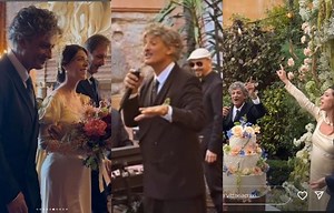 Olivia Testa sposa, all’altare con papà Fiorello e Edoardo Testa: video e foto delle nozze a Venezia