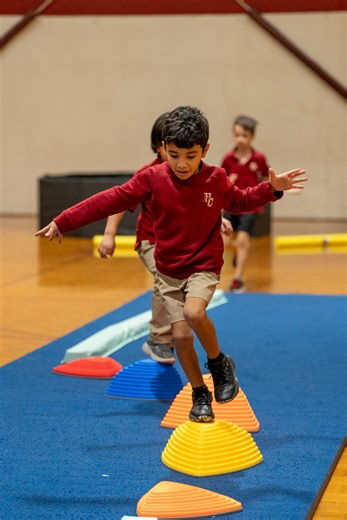 Biblical lessons meet physical education. 📖💪 Mr. Cason concluded leading our students through the Biblical account of David & Goliath in P.E. with an obstacle course recounting David's journey to defeating the Phillistine giant. The course ended with throwing "stones" at Goliath, courtesy of Mrs. Rice and her high school art class. 🎨 | Lions Learning Academy