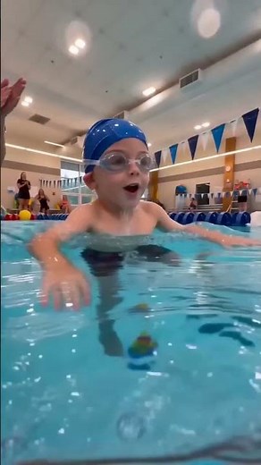 Tiny Jump, Brave Swim, Perfect Catch! 👶💦🏊✨ #JuniorSwimmer #KidsActivities #PoolPractice #FamilyFun