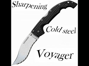 Knife sharpener reviews for Block sharpener, and demonstration sharpening cold steel serrated knife.