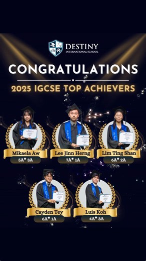 IGCSE Results 2025 | Top Achievers 🎉 Congratulations to our 2025 IGCSE Top Achievers 💫 a proud milestone for our school. Their achievements reflect focus discipline and a strong culture of learning supported by dedicated academic guidance. Well done to our graduates for completing this important chapter with commitment and perseverance. We also acknowledge the Destiny International School teachers whose dedication and guidance continue to shape confident capable learners. Congratulations, Year