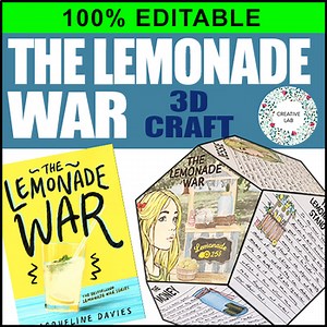 The Lemonade War - Novel Study Project Craft PBL - 100% Editable