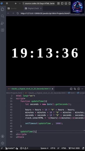 Build a Digital clock in 20s using JS