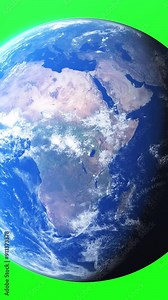 Green Screen Earth Planet Rotation.Chroma Key Globe with 8k Textures.World Map on new background.View From space 360 degrees of water,clouds and earth.Global World vertical animation