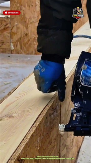 Fast Way to Install Wooden Boards Using a Nail Gun #constructiontools
