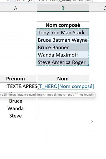 Excel : les fonction TEXTE.AVANT et TEXTE.APRES