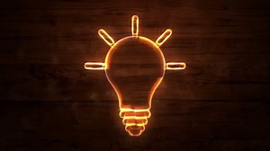 Lamp icon neon lights. Loop animation.