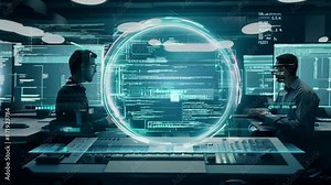 A team of engineers working on cutting-edge technology, featuring interactive design tools and virtual models