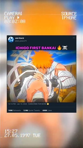 ichigo first bankai 🔥☠️ #anime #short #viral