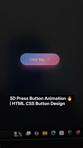 3D Press Button Animation 🔥 | HTML CSS Button Design #shorts#htmlcssjavascriptproject #frontend #web