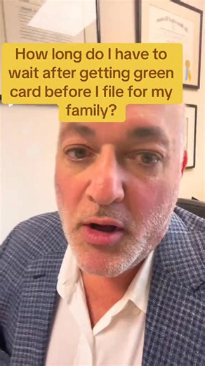 Just Got Your Green Card? Here's What You Can Do NEXT. Once you have your green card in hand — even just 24 hours later — you're eligible to start helping your family immigrate too. Single? Get married and file for your spouse. Have unmarried children? You can file for them right away. No waiting period — you don’t need to sit around before helping your loved ones. The sooner you start, the sooner they can begin their immigration journey. Want to reunite your family? Contact us and fill out the 