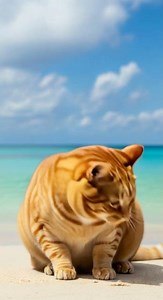 Orange cat fight with a shark. Ai cartoon epic ocean showdown #catvs #sharkattack #aicartoon