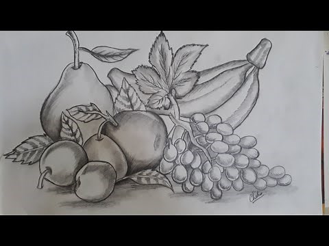 Easy pencil shading Fruit Composition for beginners