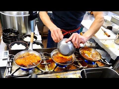 It's smart! Continuous katsudon cooking by skilled craftsmen!