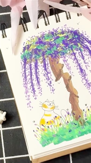 Weeping Purple Willow Tree Doodle Art Tutorial