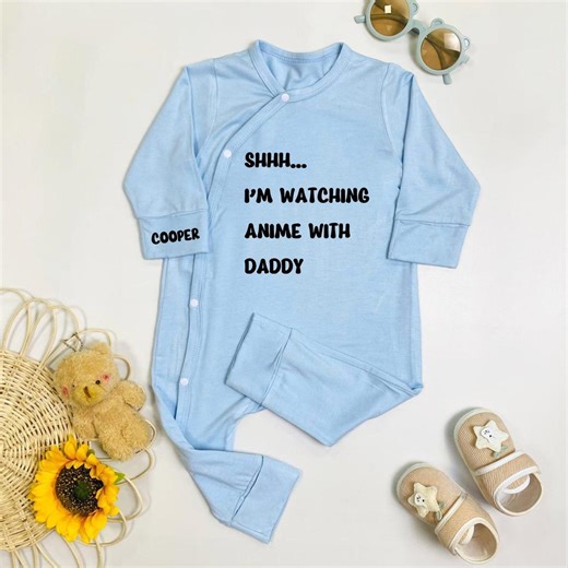 Shh I Am Watching Anime With Daddy Baby Bodysuit, Anime Baby Romper, Baby Shower Gift - Etsy