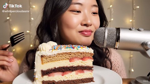 Asmr earing birthday cake #asmr #asmrcommunity #asmrtiktoks #amsrvideo #asmrsounds