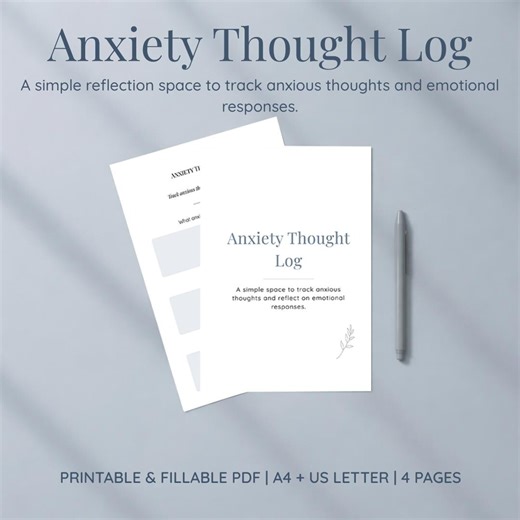 Anxiety Thought Log Worksheets | Reflection Tracker, Emotional Awareness (printable PDF) - Etsy