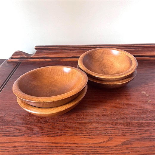 Vintage Turned Wooden Salad Bowls, Midcentury Hardwood Farmhouse Style Bowls - Etsy