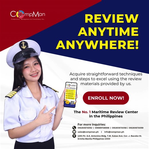 ENROLL NOW❗ Unlimited Review until You Passed the exam! What make us No.1❗ ✅ Structured review process designed for take one exam with highest grade possible ✅Use own mobile device loaded with CompMan App containing complete review materials ✅Pre-test to determines strength and weakness ✅Offline review, anytime, anywhere secured by an in-App facial recognition ✅Daily online lecture by expert review directors ✅Four modes for enhanced memory retention (scan, review, text to voice, assessment (form