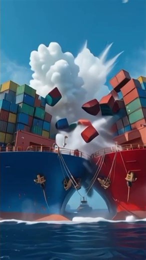 Chaotic Cargo Ship Collision: Dramatic Final Moments at Sea #shorts #disaster