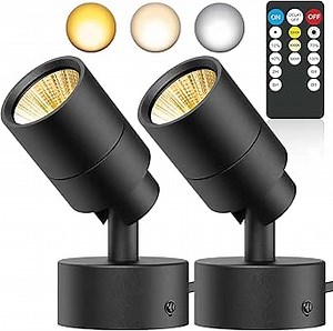 LED Spotlight Indoor Uplighting: 5W Up Lights Indoor with Remote Dimmable & Timer, 3000K/4000K/5000K Adjustable Light for Corners Plants Pictures Artwork, Spot Lights Indoor with 5.9 FT Cord