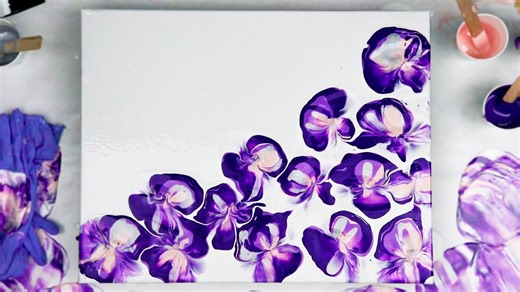 Dip Technique for Stunning Purple and Silver Abstract Flowers!