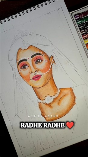 Mallika Singh as Radha drawing❤️ |Radha Ji drawing with oil pastel |#shorts #radhakrishna