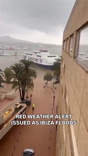The bustling streets and beaches of Spain’s popular holiday island of Ibiza have turned into muddy rivers after torrential rainfall caused widespread flooding. Authorities issued a red alert for rain for the islands of Ibiza as well as Formentera, where up to 180mm of rain is expected within 12 hours. Footage shows passengers disembarking a ferry to streets full of floodwater, cars almost entirely submerged, and locals wading through deep water on the island’s main road. Weather alerts are also 