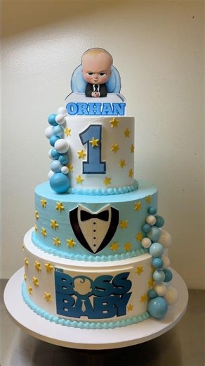 Boss Baby 1st Birthday Cake Decorating | 3 Tier Custom Cake 💙🎂