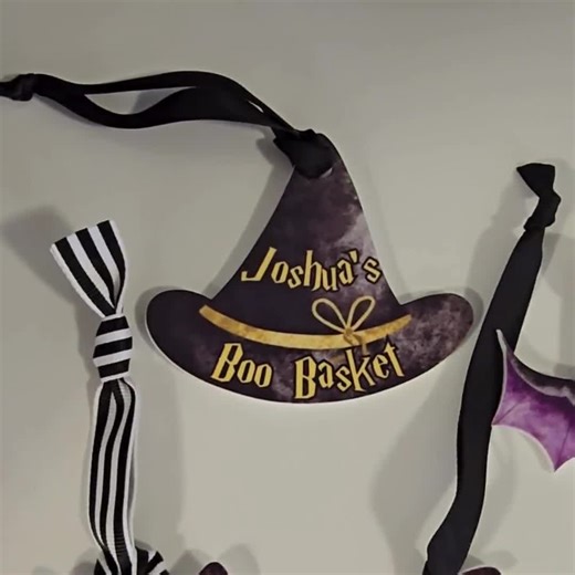 Personalised Halloween Boo Basket Tags for Kids, Trick or Treat Bag Name Tags, Ghost With Witch/wizard Hat - Etsy UK