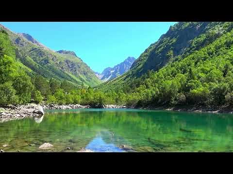 Calming turquoise lake. (10 hours nature sounds for sleep)