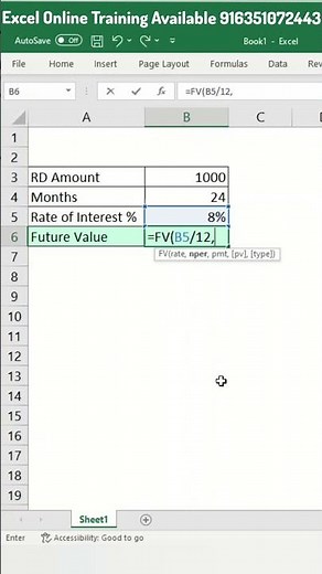 Fv function in excel