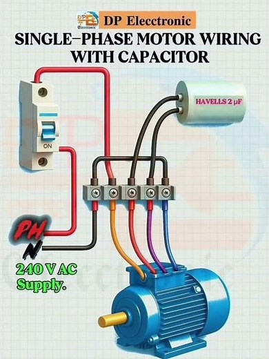 Single phase motor wiring diagram with capacitor #diagram