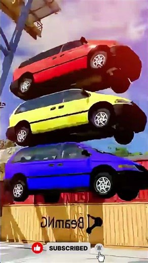 Mixed Colorful Buses Cars Fall Crash #238 - BeamNG.Drive #shorts #beamngdrive #beamngshorts