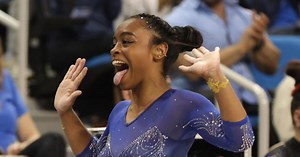 UCLA’s Selena Harris earns first career 10 on vault at 2023 NCAA Regional