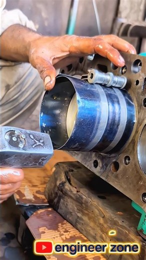 How Mechanics Install a Piston Perfectly | Diesel Engine Repair #Shorts