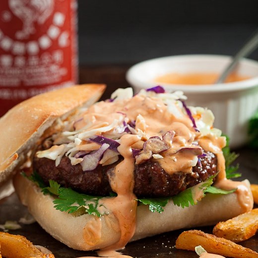 Asian Burgers with Sriracha Mayo